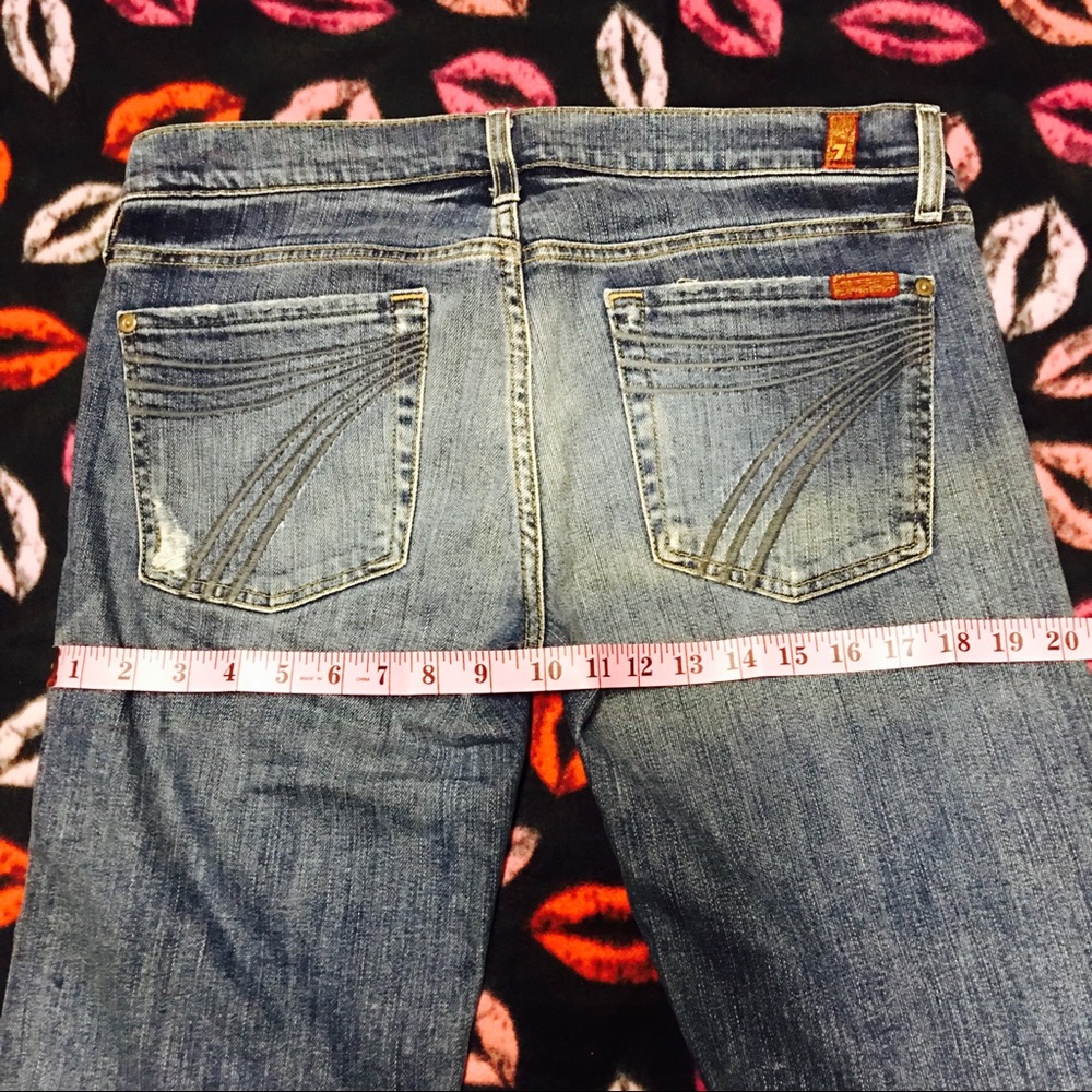 7 for All Mankind Distressed Crop Dojo Wide Capri - Picture 4 of 8